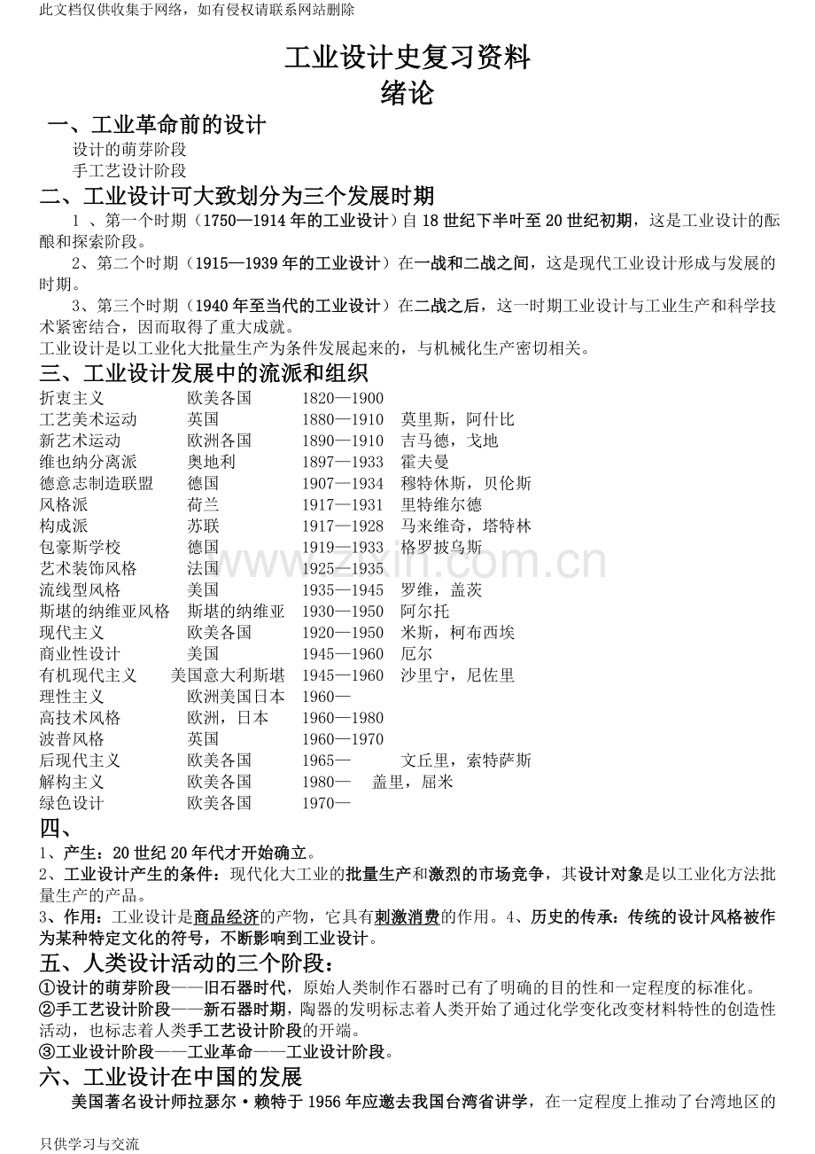 工业设计史重点笔记上课讲义.doc_第1页