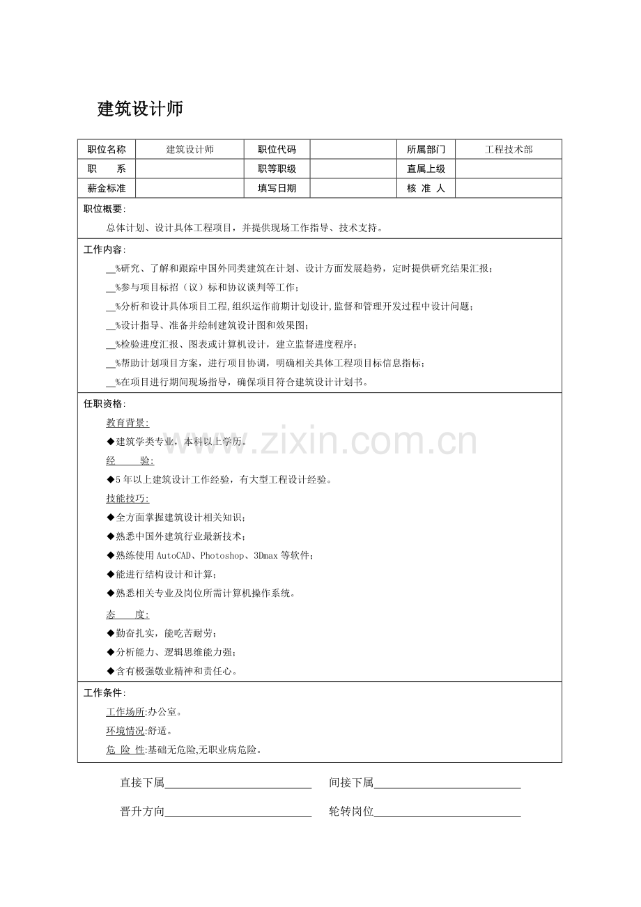 建筑设计师岗位职责样本.doc_第1页