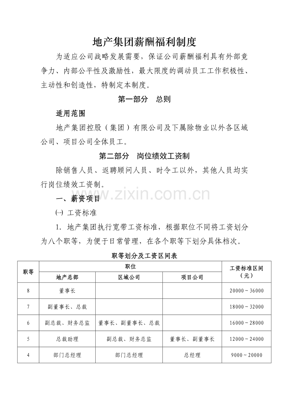 地产集团薪酬福利制度借鉴.doc_第1页