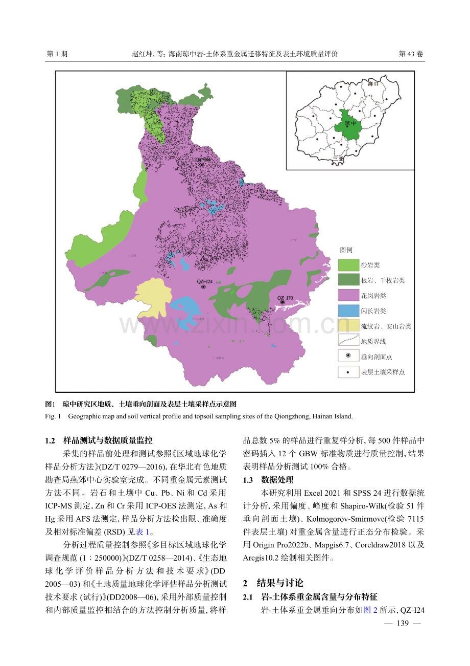 海南琼中岩-土体系重金属迁移特征及表土环境质量评价.pdf_第3页