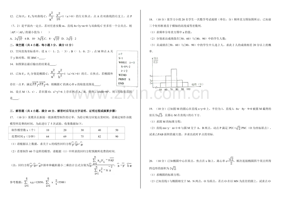 四川省绵阳市2016高二上学期期末数学试卷理科Word版含解析.docx_第2页