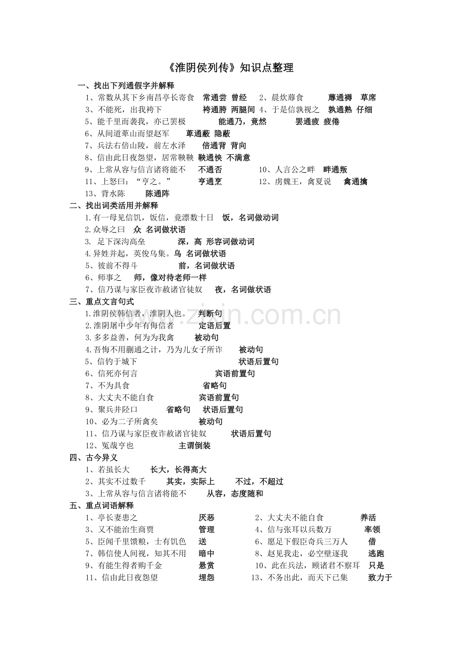 淮阴侯列传文言知识点整理演示教学.doc_第1页