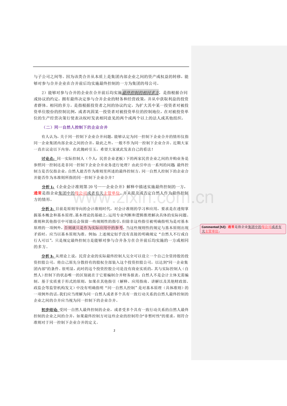 同一控制下企业合并业务要点归纳word2003.doc_第2页