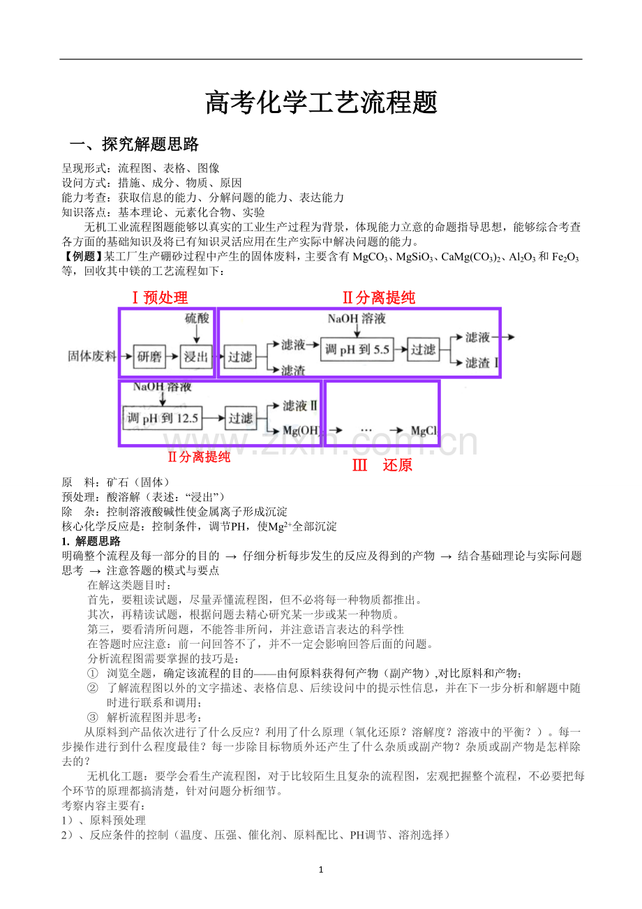 高考化学工艺流程题解题方法.doc_第1页