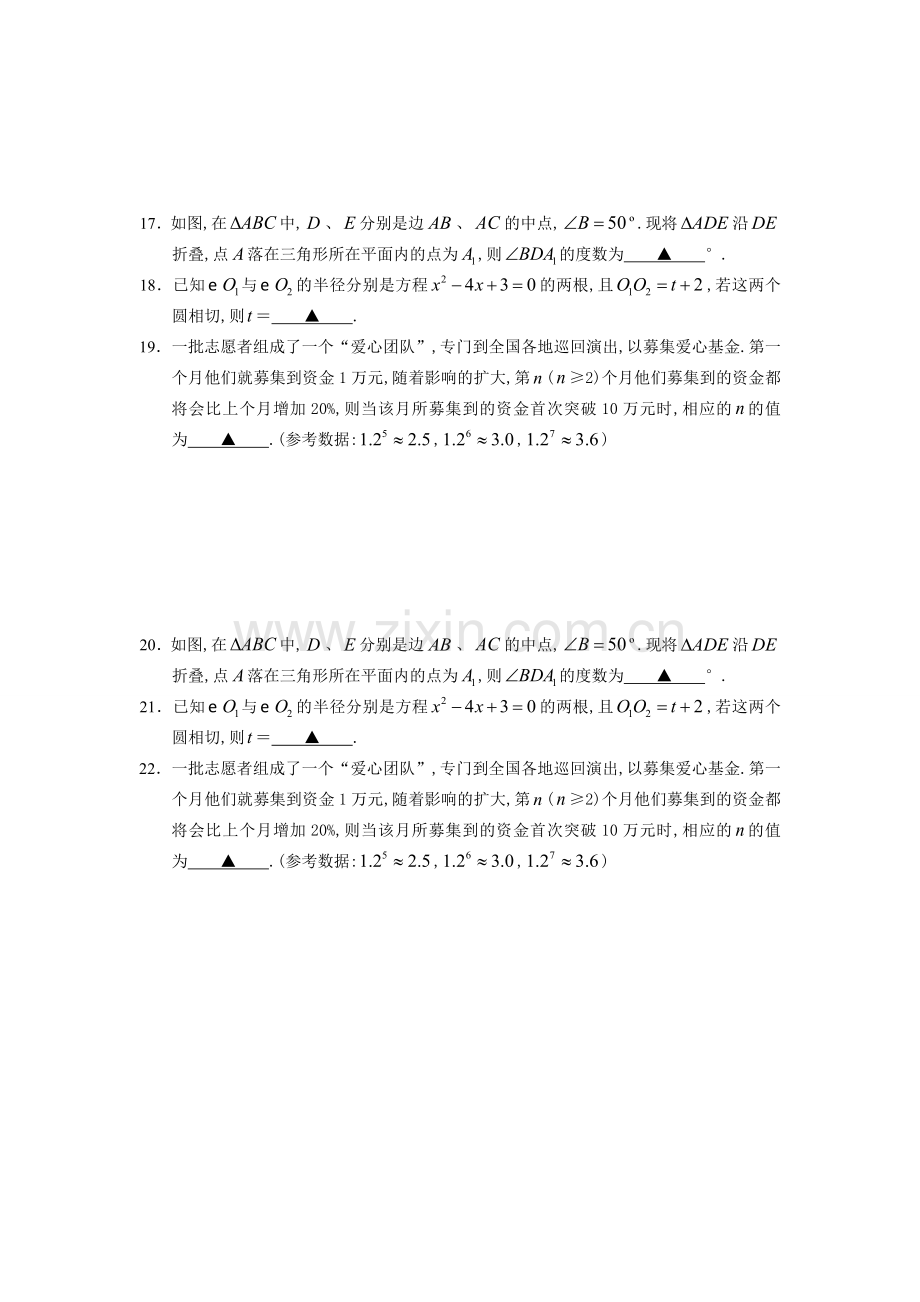 初中数学填空及大题专题训练模板.doc_第3页