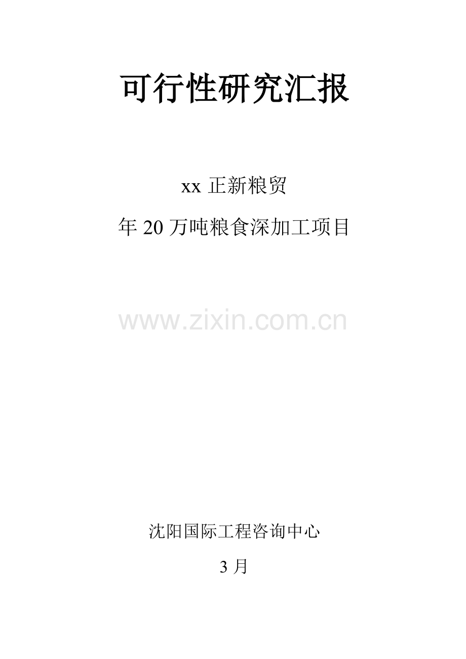 公司年20万吨粮食深加工项目可行性研究报告样本.doc_第1页