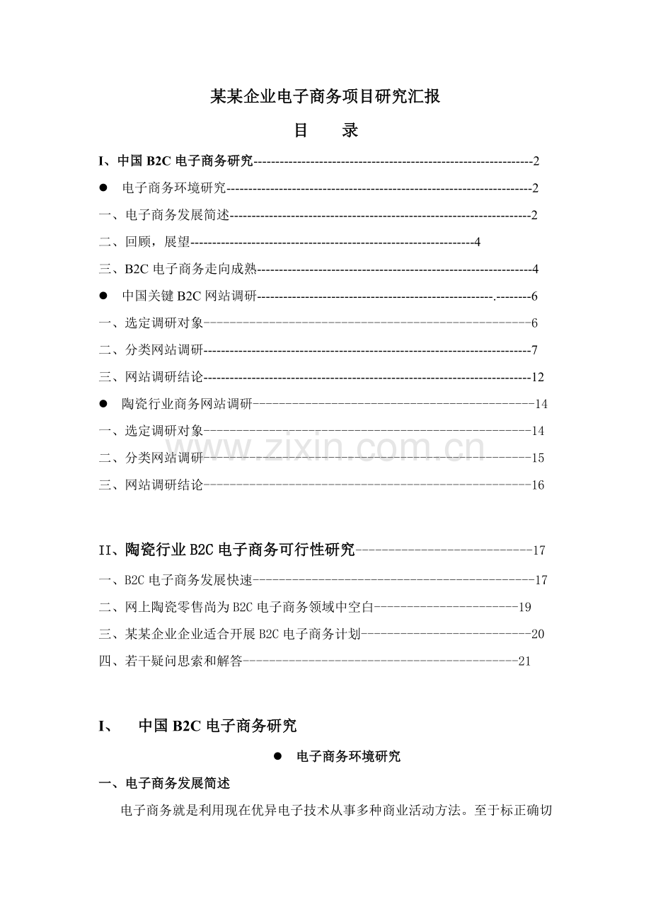 企业电子商务项目研究报告样本.doc_第1页