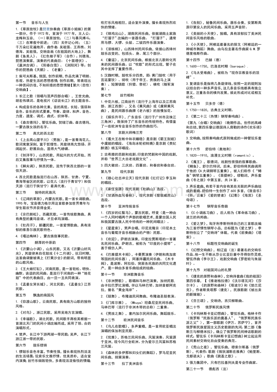 高中音乐教材知识总结.doc_第1页