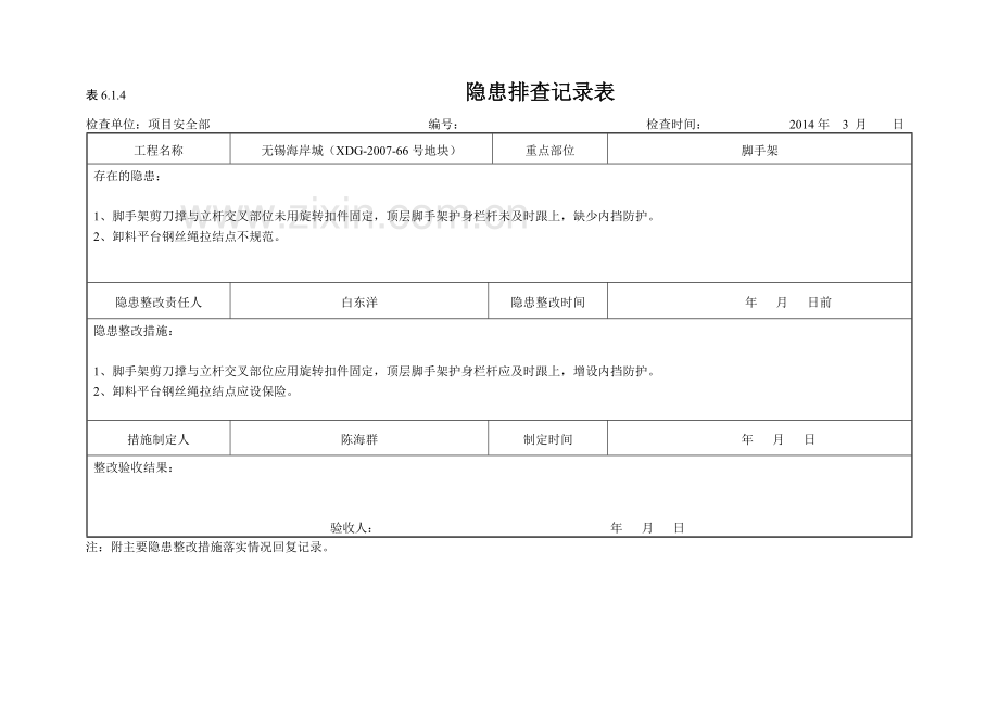 项目部隐患排查记录汇总表.doc_第2页