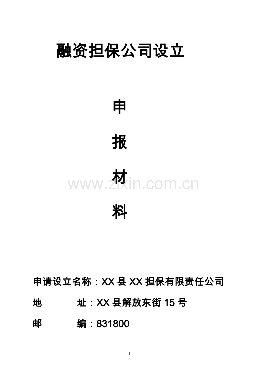 融资担保有限公司的申请.doc_第1页