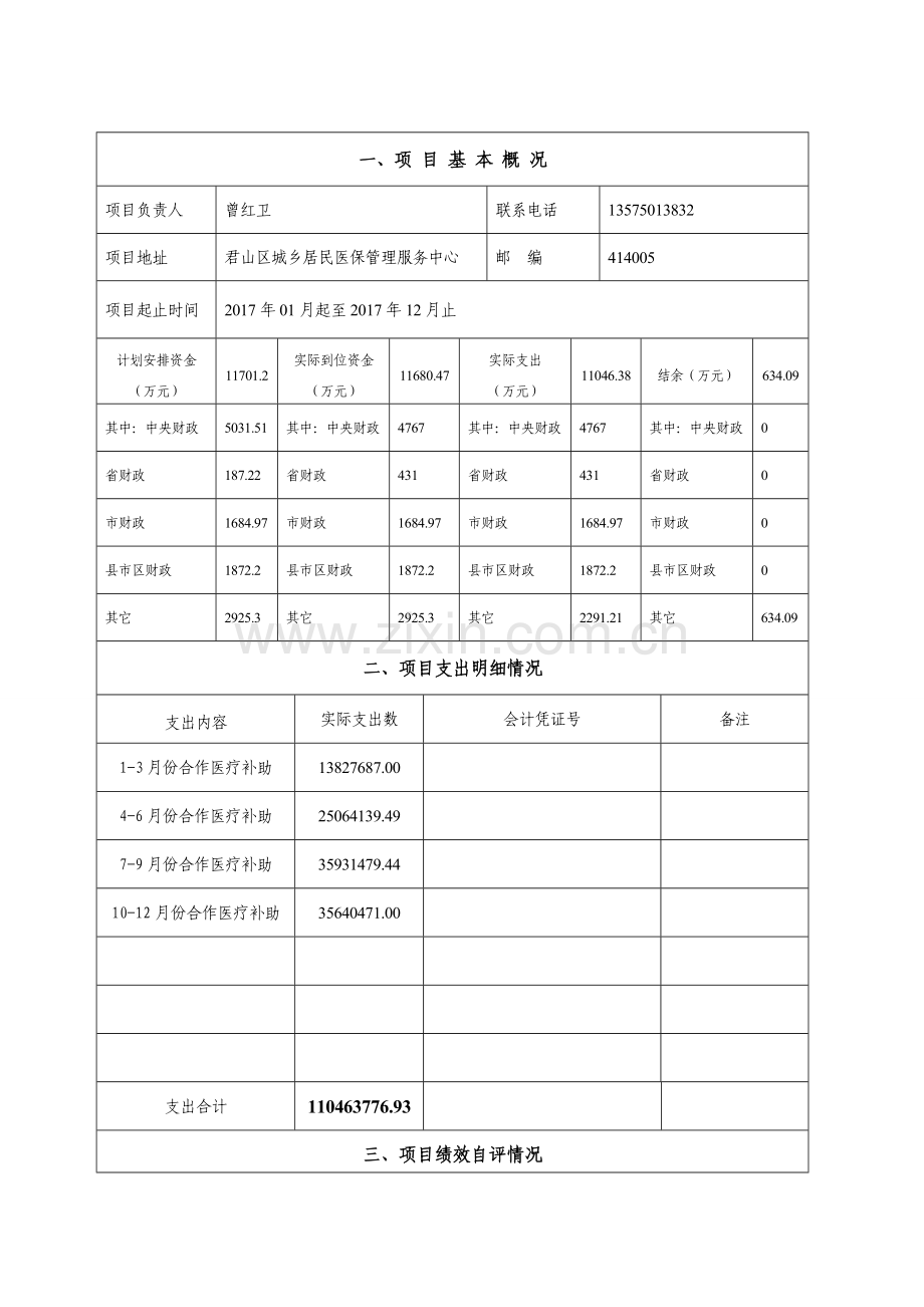 岳阳君山区财政支出项目绩效评价自评报告.doc_第2页