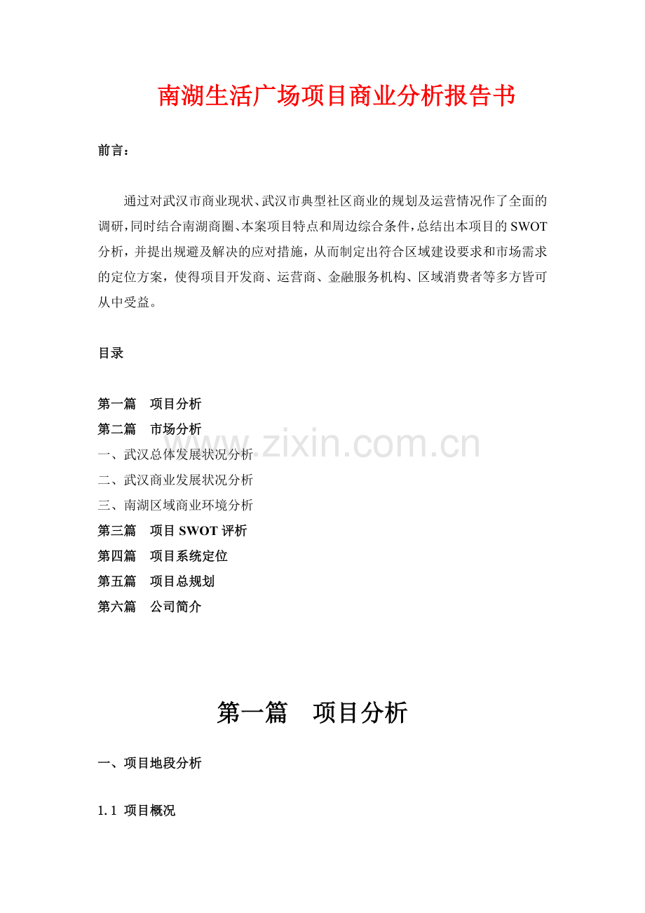 水域天际项目商业分析报告书提交银行1.doc_第1页