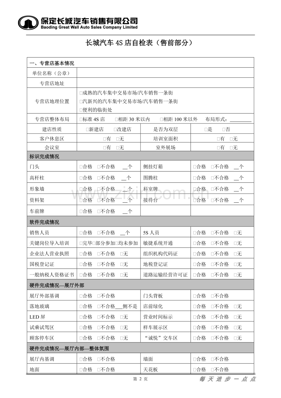 长城汽车4S店自检表.docx_第2页