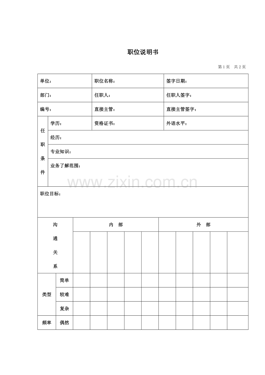 公司员工职位说明书样本.doc_第1页