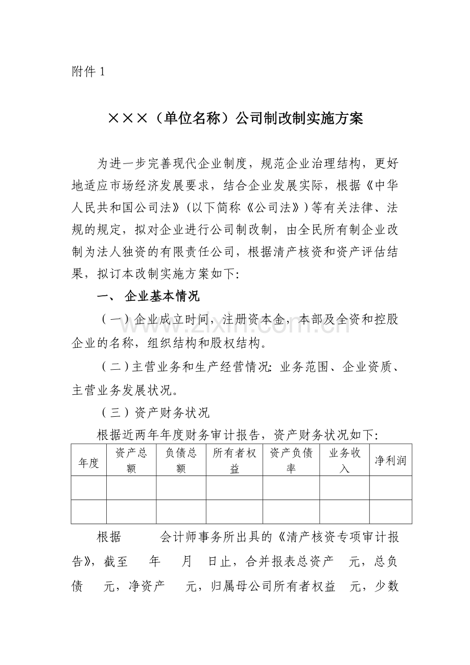 非公司制企业改制实施方案模版.doc_第2页