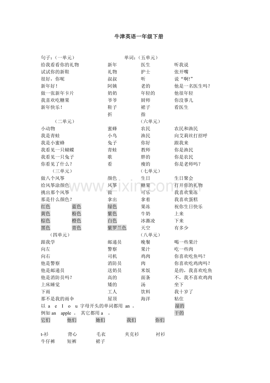 牛津英语一年级上册知识讲解.doc_第2页