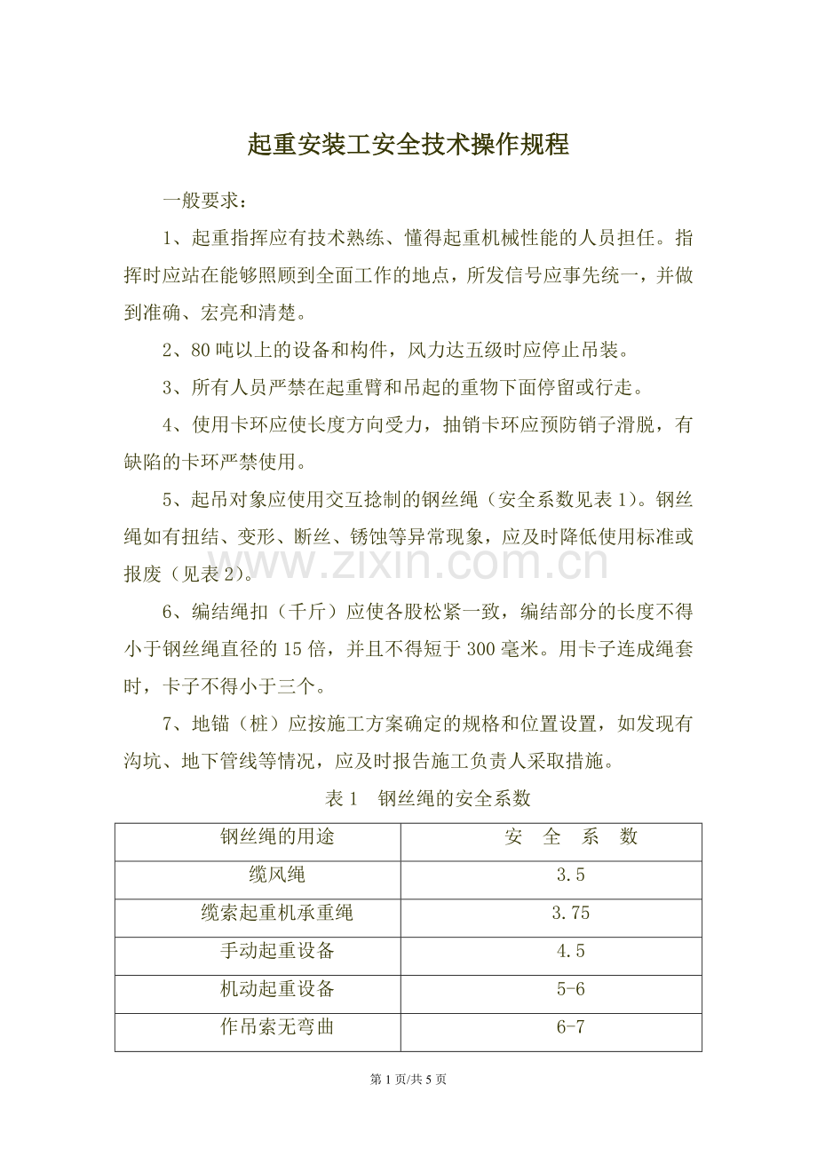 起重安装工安全与技术操作规程.doc_第1页