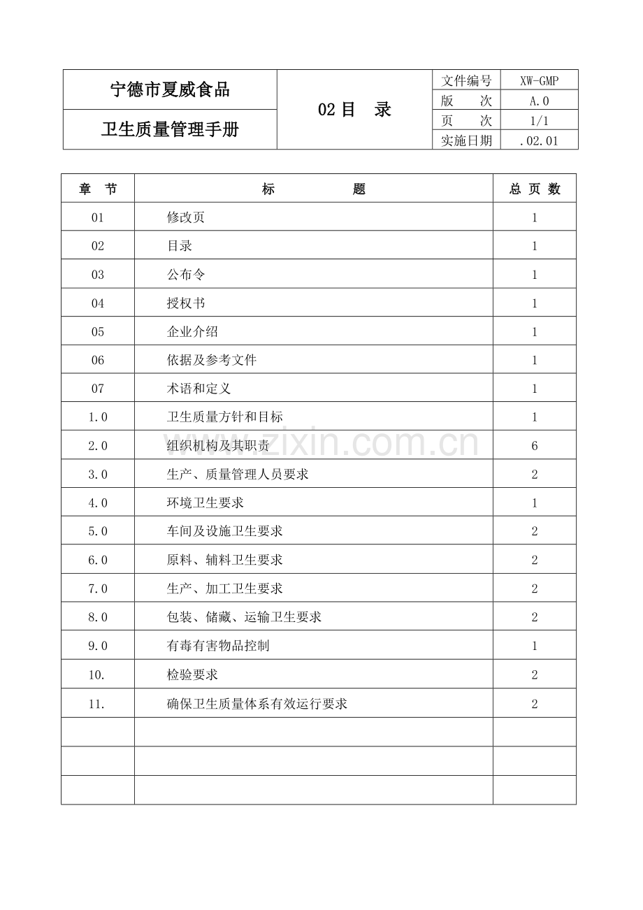 食品生产质量卫生管理手册样本.doc_第3页