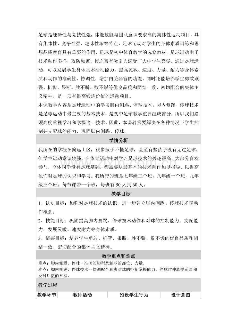 初中体育教学设计与反思要求及模板.doc_第2页