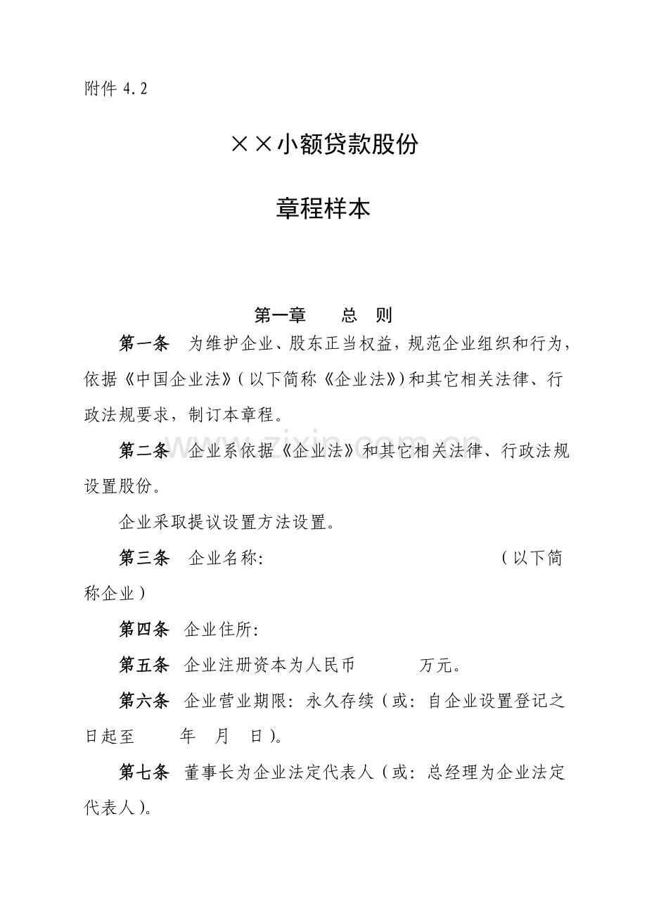 小额贷款股份有限公司制度样本样本.doc_第1页