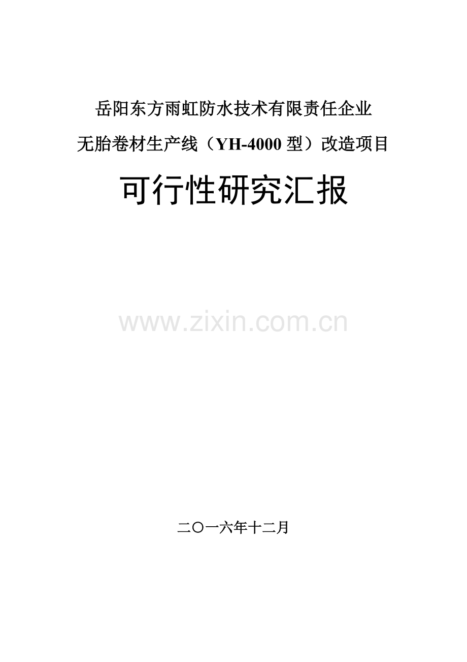 公司无胎卷材生产线改造项目可行性研究报告样本.doc_第1页