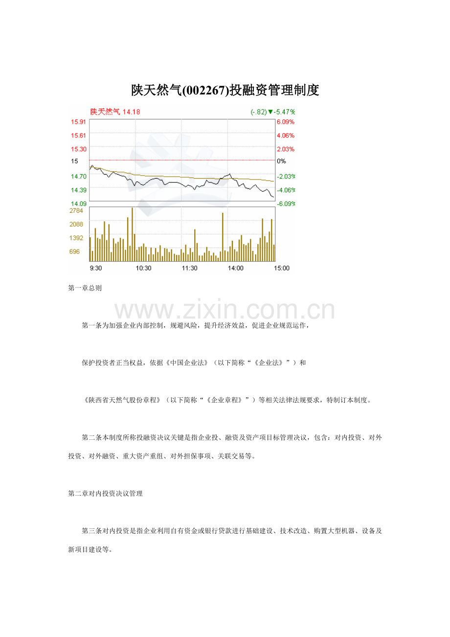 天然气公司投融资管理制度样本.doc_第1页