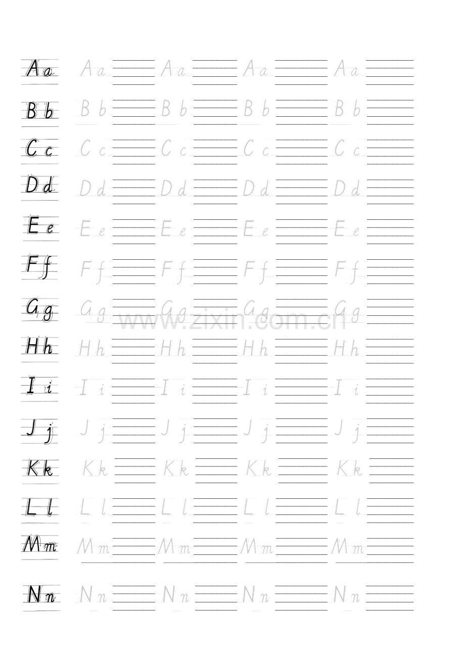 小学三年级英语26英文字母手写体描红字帖有笔顺可仿写.docx_第2页