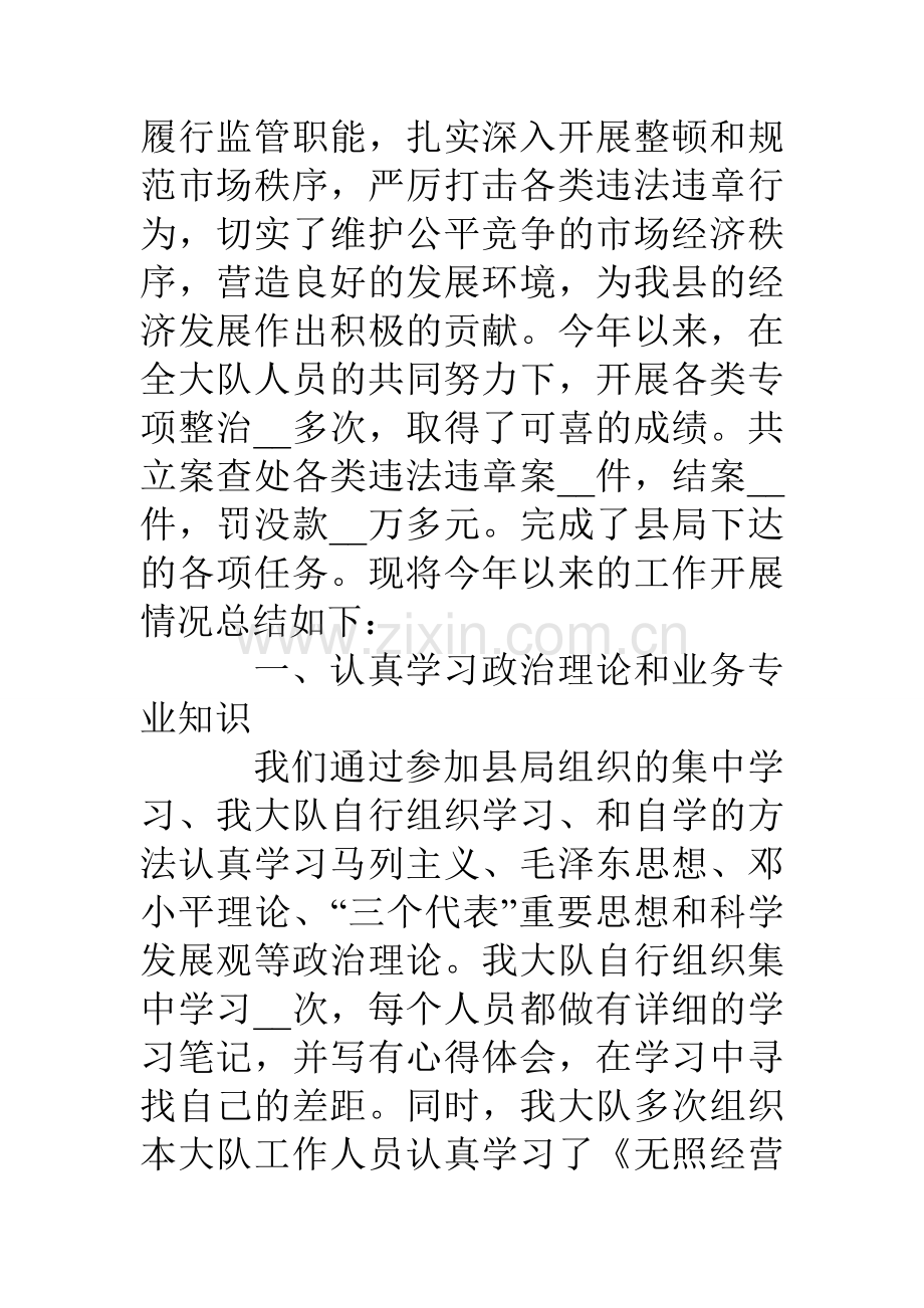 县工商局经检大队度工作总结工作计划.doc_第2页