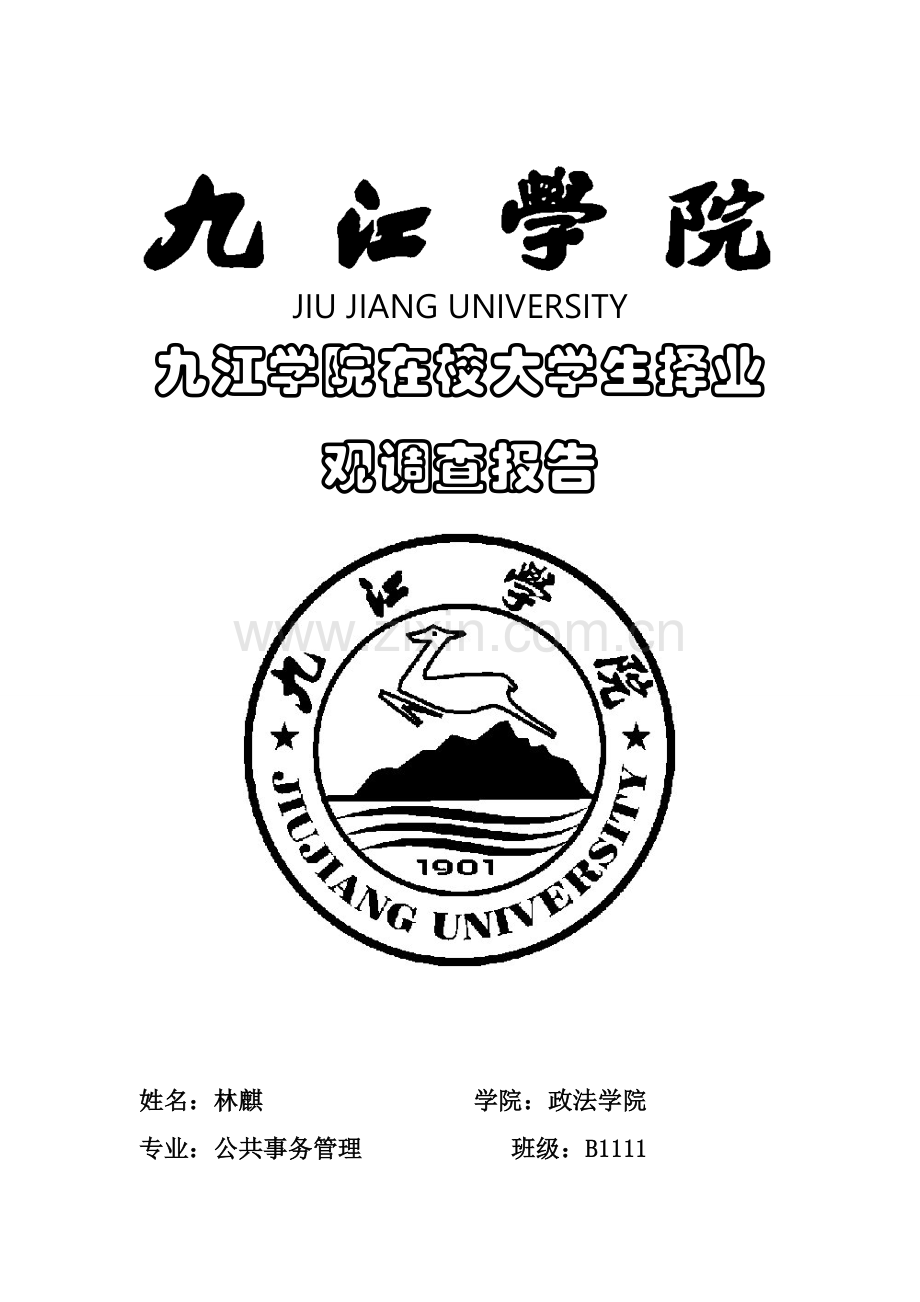 大学生择业观的社会调查报告.doc_第1页