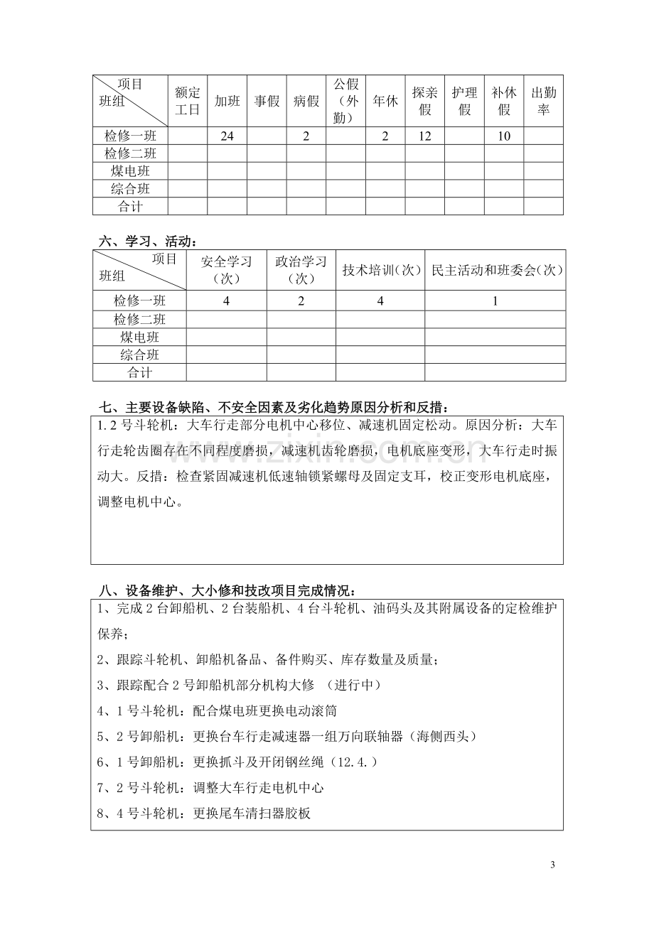 燃料部检修分部检修班组月度生产总结.doc_第3页