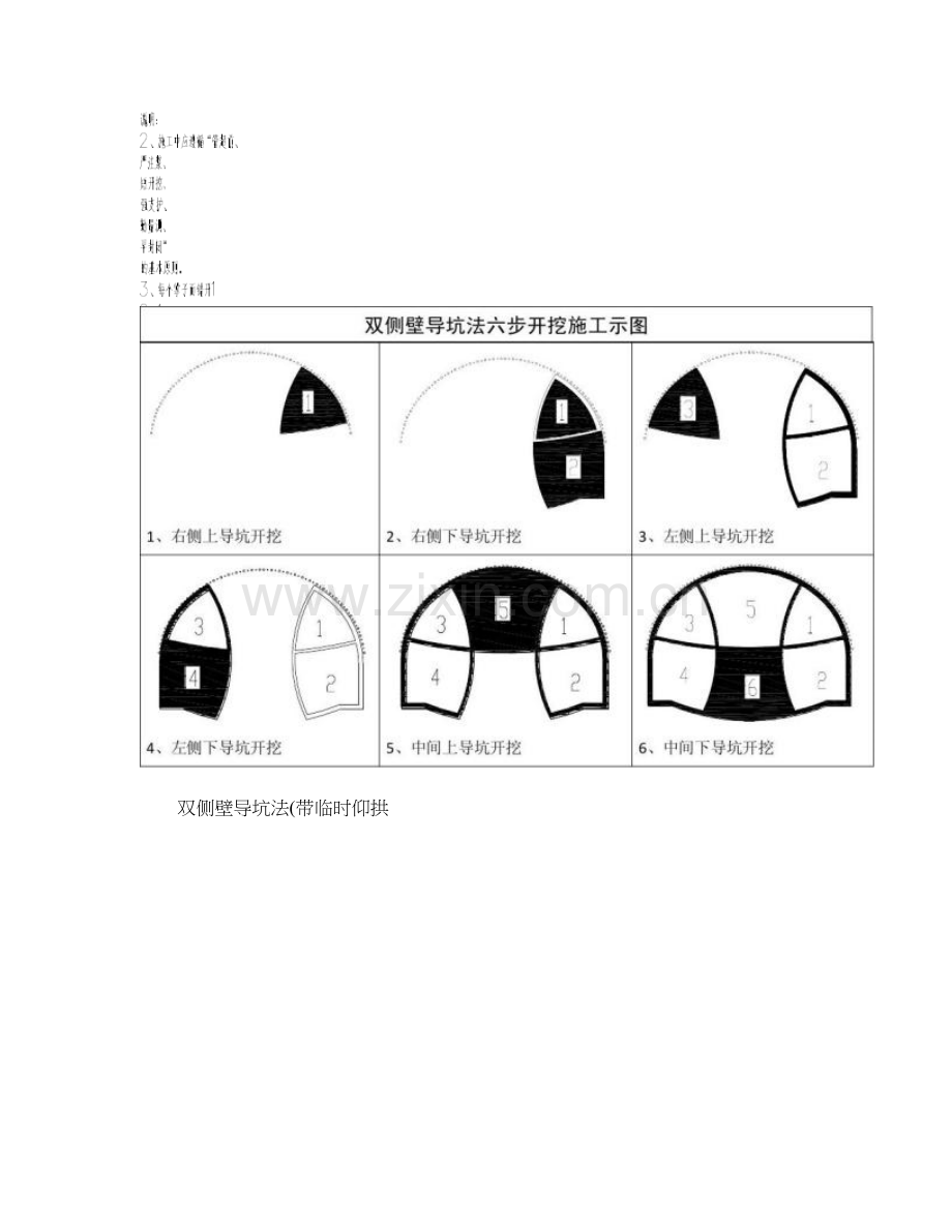 双侧壁导坑法六步开挖施工示图精.doc_第3页