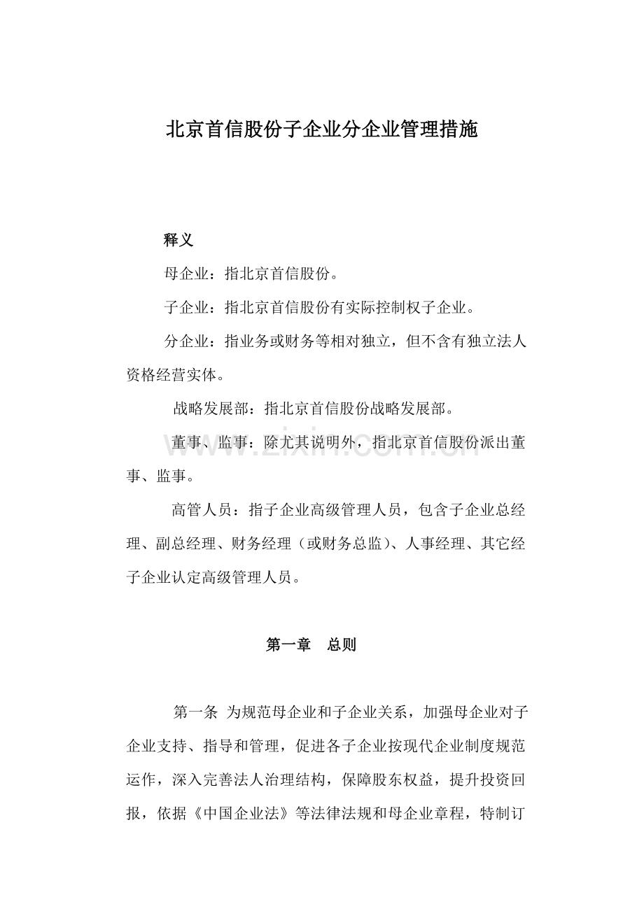 子公司分公司管理制度概述模板样本.doc_第1页