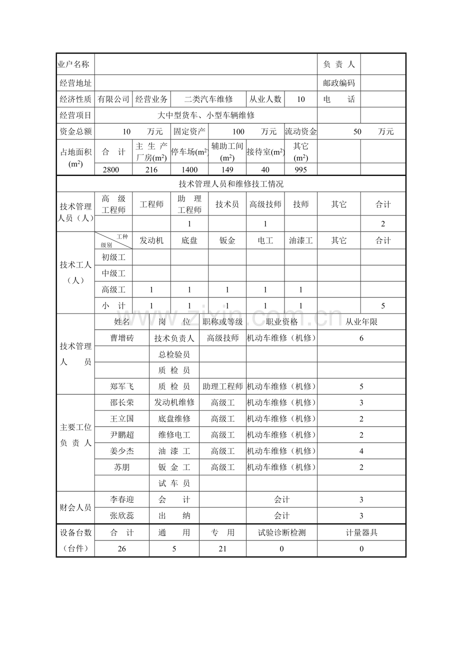 汽车修理厂经营许可申请书要点.doc_第3页