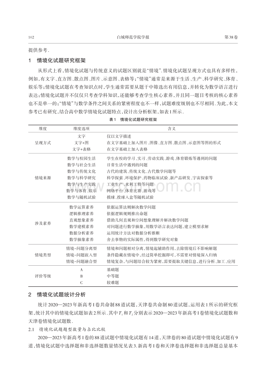 基于核心素养的高考数学情境化试题的比较分析.pdf_第2页