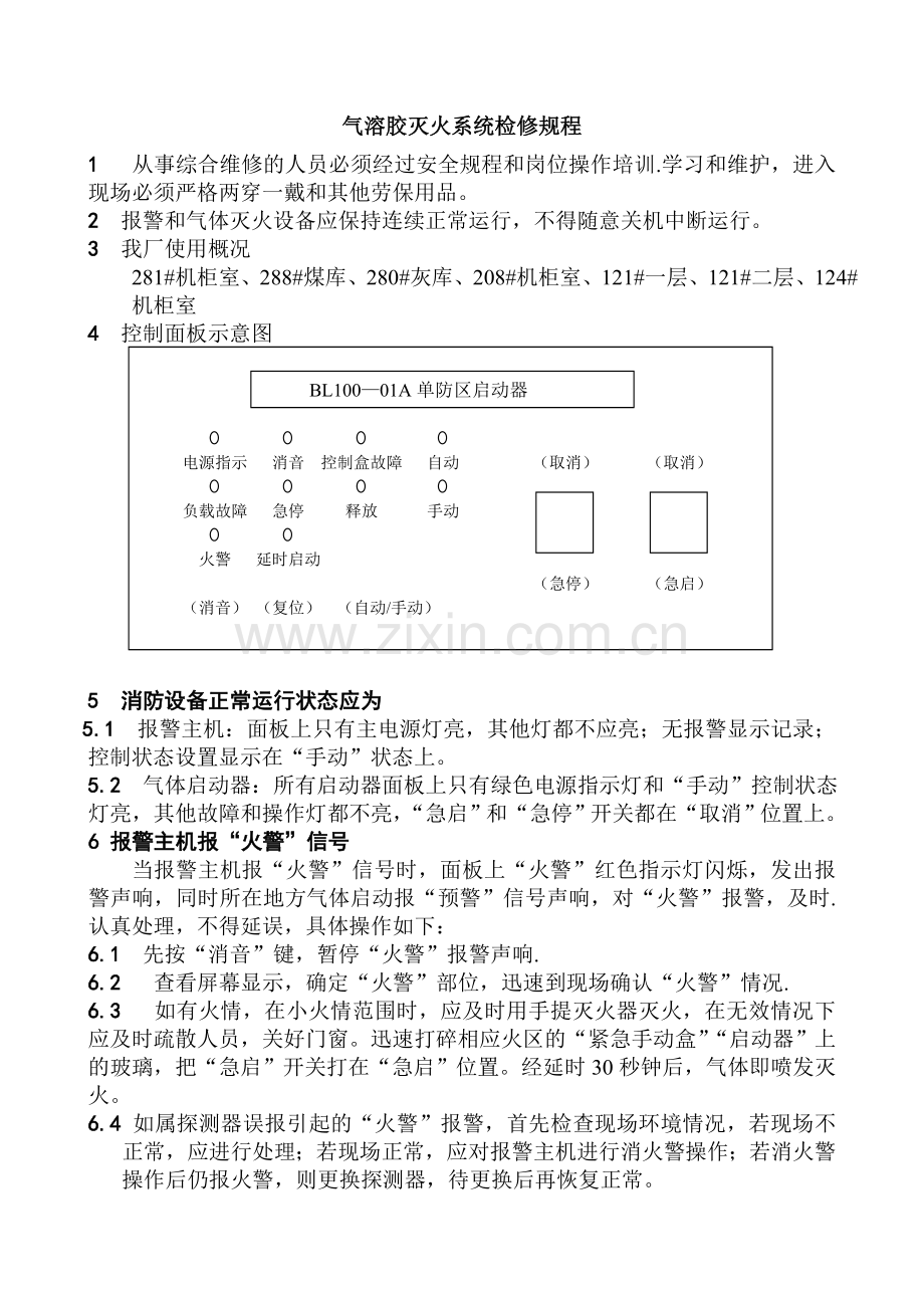 气溶胶灭火系统检修规程.doc_第1页