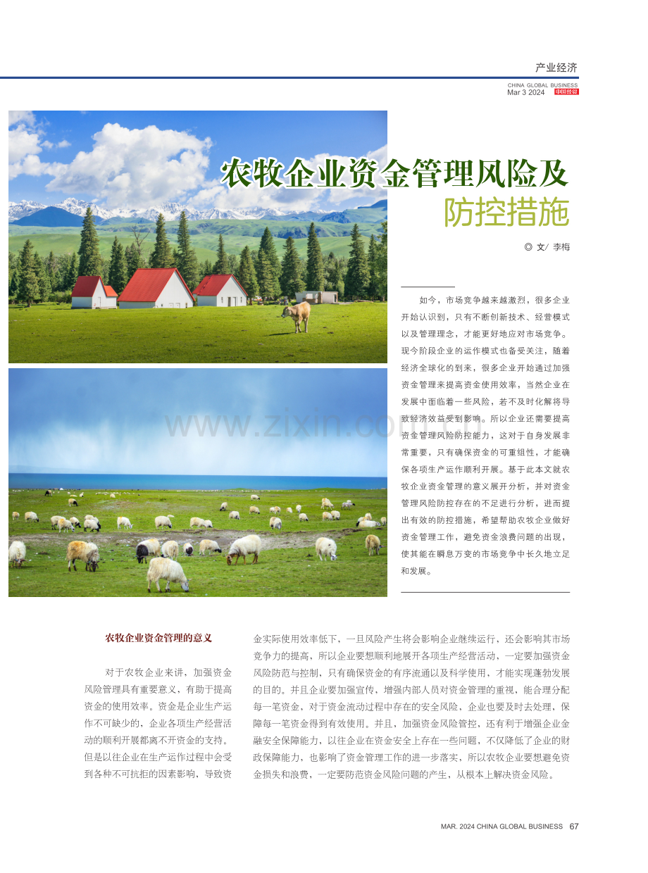 农牧企业资金管理风险及防控措施.pdf_第1页