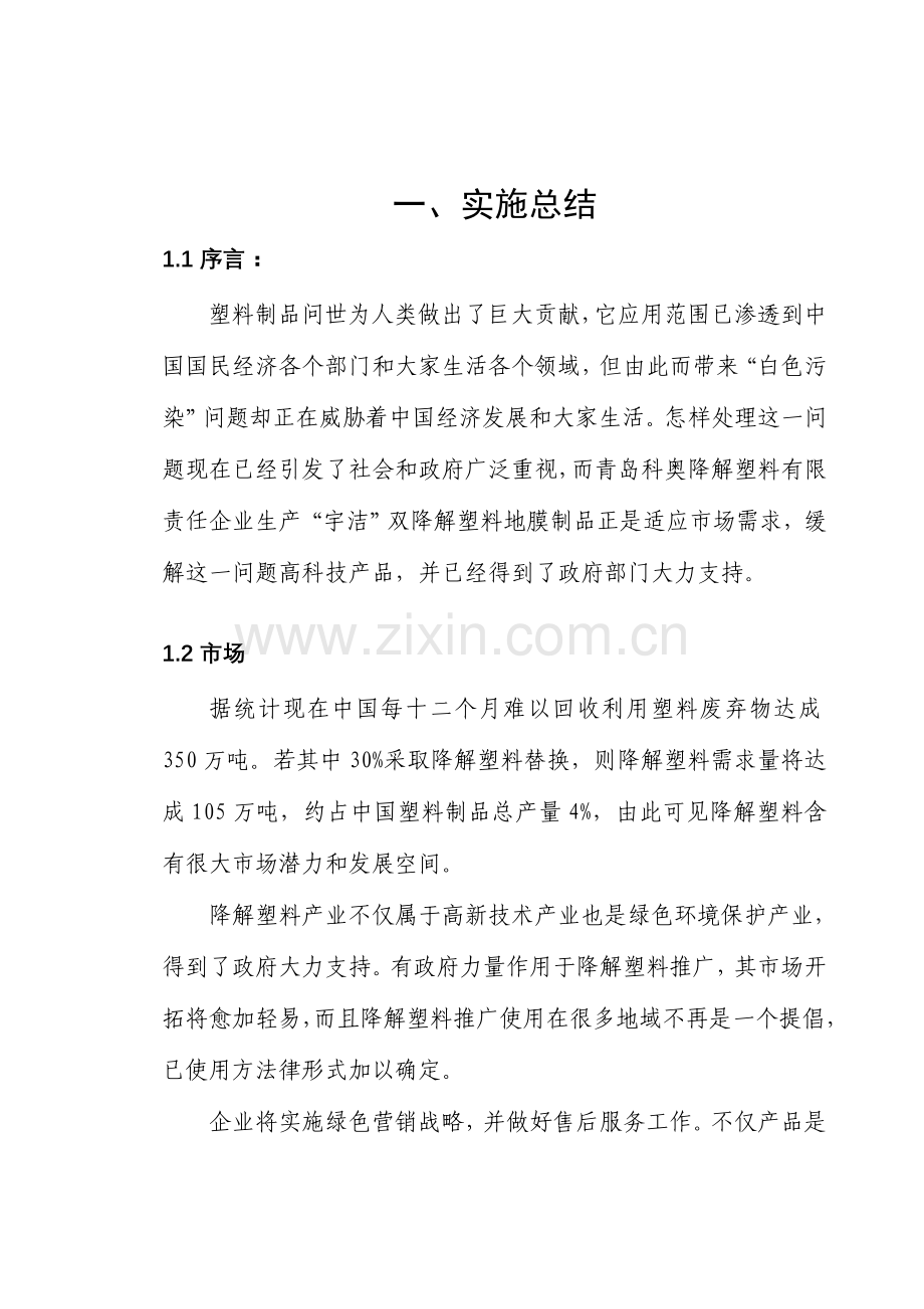 青岛公司商业计划书样本.doc_第1页