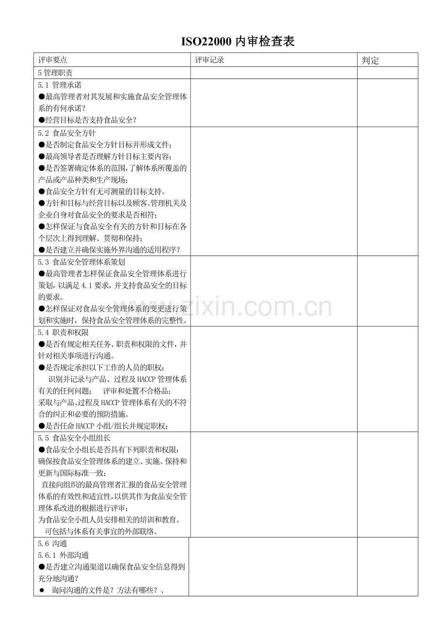 内审检查表食品安全管理体系.doc_第2页