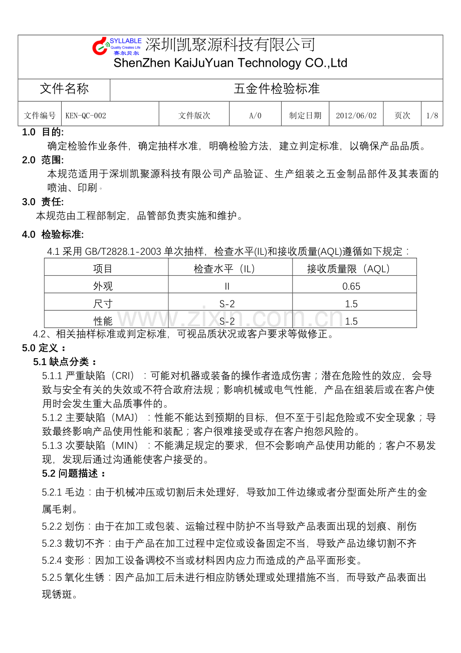 五金件外观检验标准汇总.doc_第1页