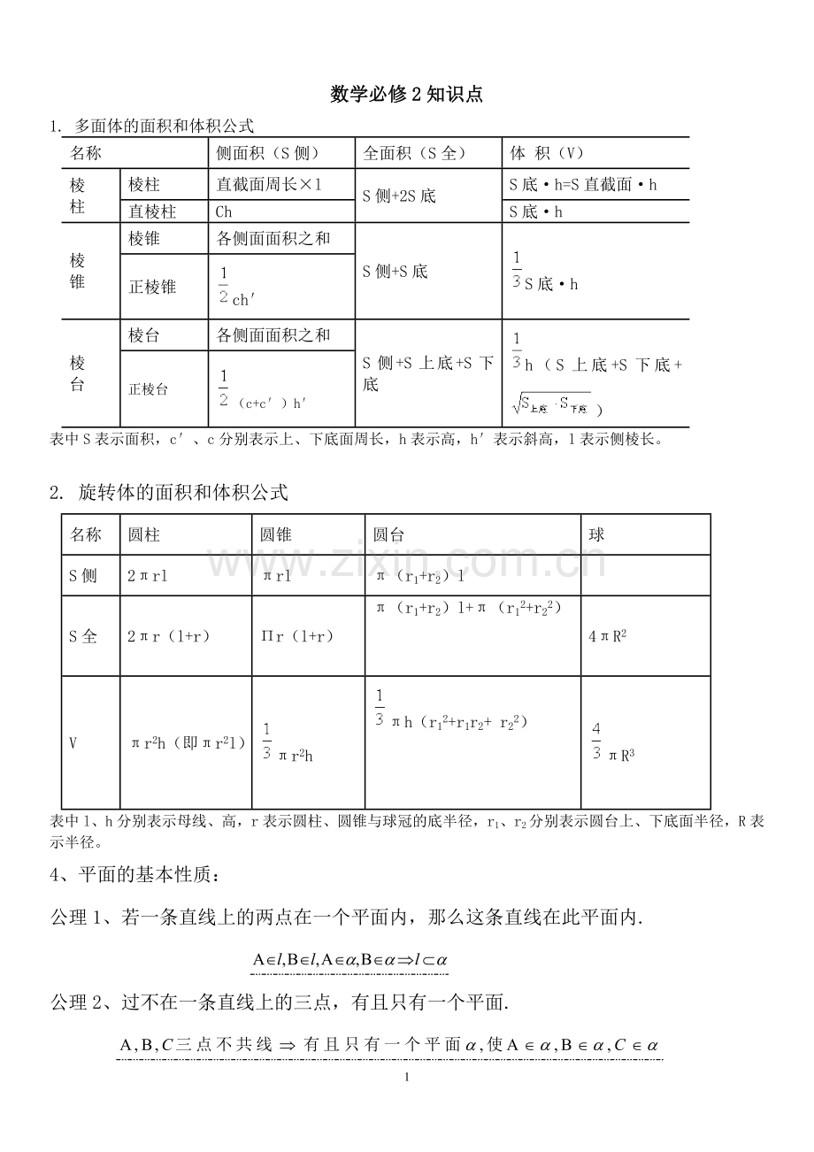 高一下数学知识点教学提纲.doc_第1页