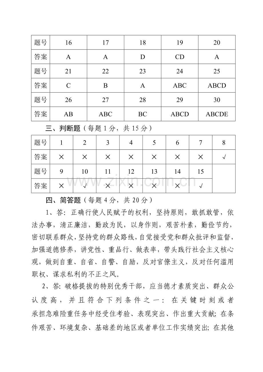 党政领导干部选拔任用工作条例测试答题卡及答案.doc_第2页