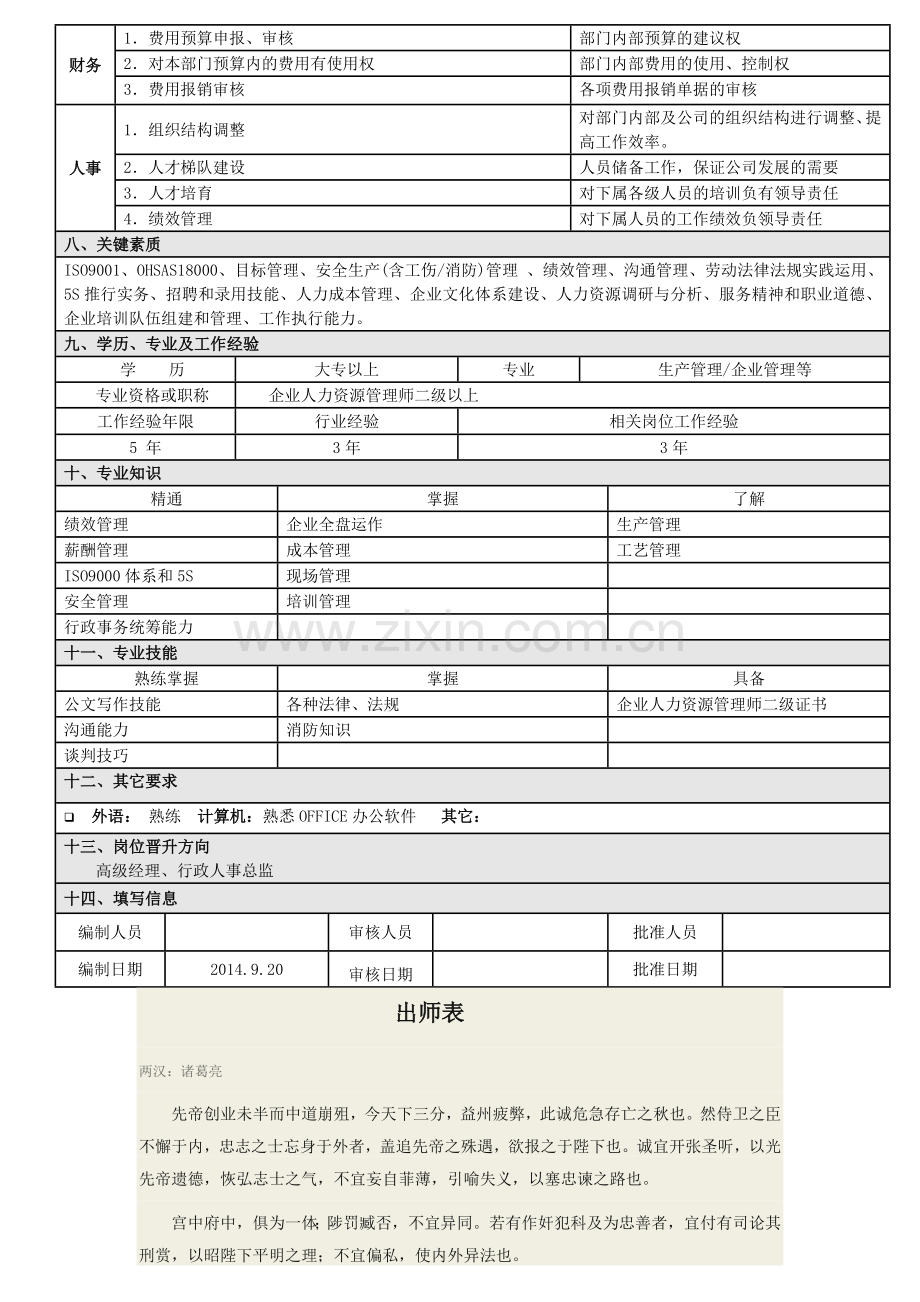 岗位职责说明书行政人事经理MAAT0920.doc_第3页