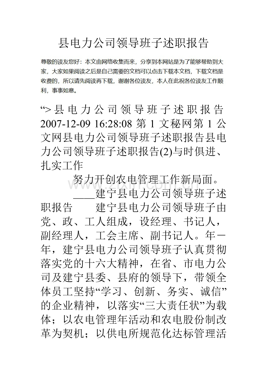 县电力公司领导班子述职报告.doc_第1页