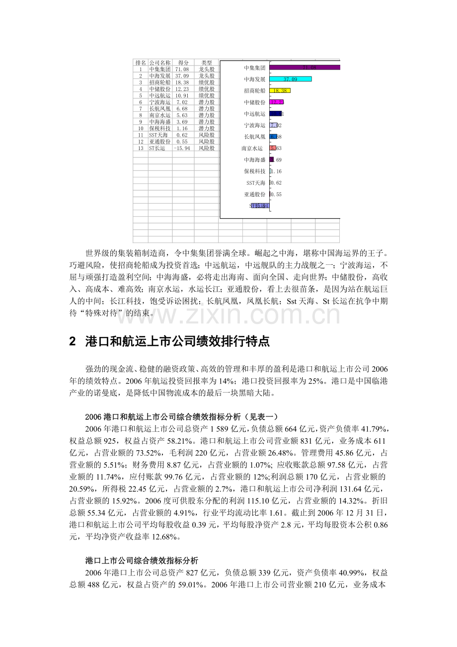 名师点评2006港口和航运上市公司绩效评价报告.doc_第3页