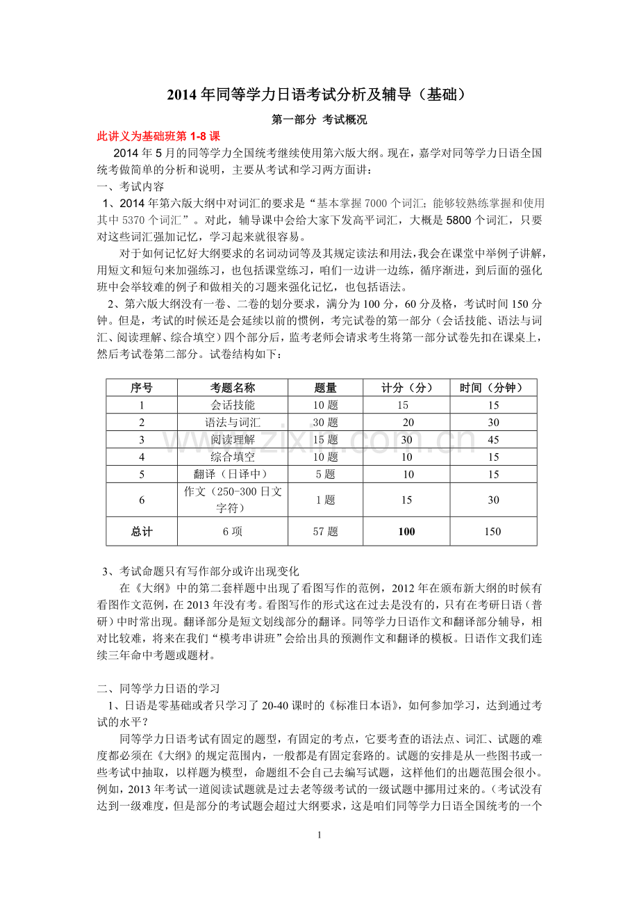 同等学力日语考试分析及辅导基础.doc_第1页