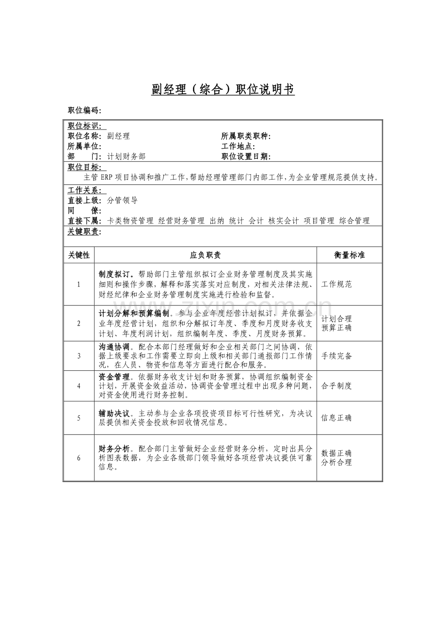 副经理新版职位说明书新编样本.doc_第1页