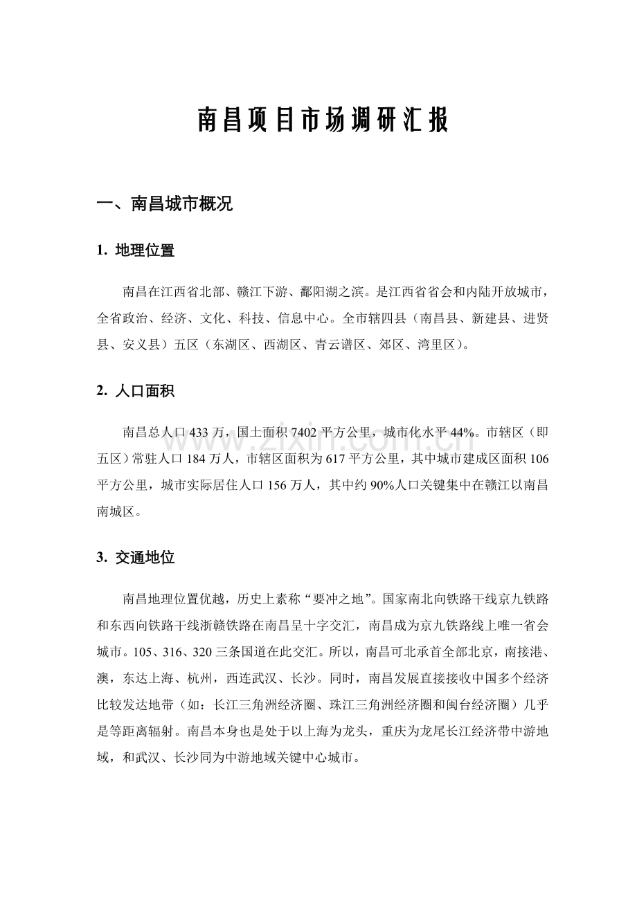 南昌项目市场调研报告样本.doc_第1页