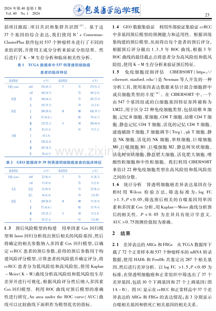 基于自噬和铁死亡基因的肾透明细胞癌预后模型的建立和验证.pdf_第3页