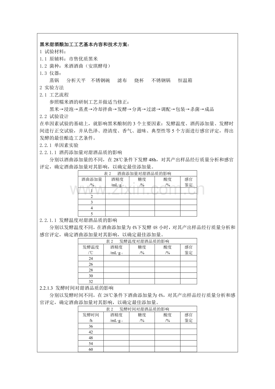 黑米甜酒酿毕业论文开题报告.doc_第2页