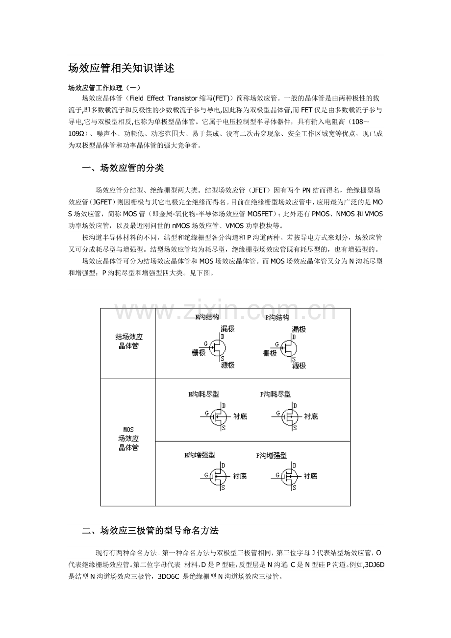 场效应管相关知识详述.doc_第1页